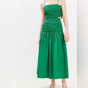 Ruched Drop Waist Midi Dress